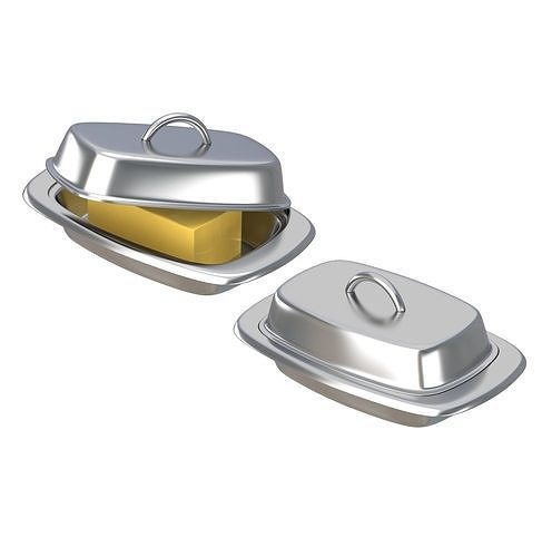 Butter Dish Silver 3D Model Collection