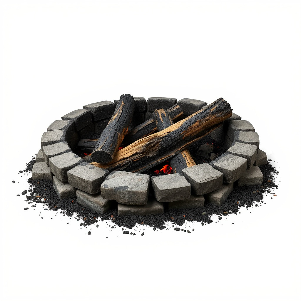 Rustic Campfire Stone Circle Model Pack Low-poly 3D model_2