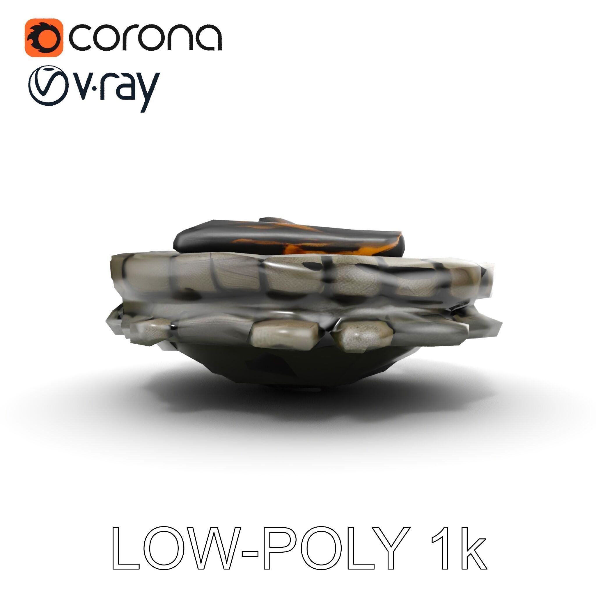 Rustic Campfire Stone Circle Model Pack Low-poly 3D model_15