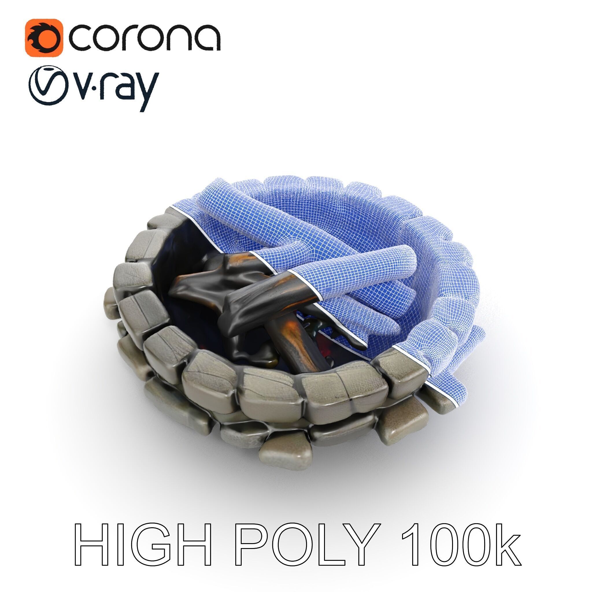 Rustic Campfire Stone Circle Model Pack Low-poly 3D model_20