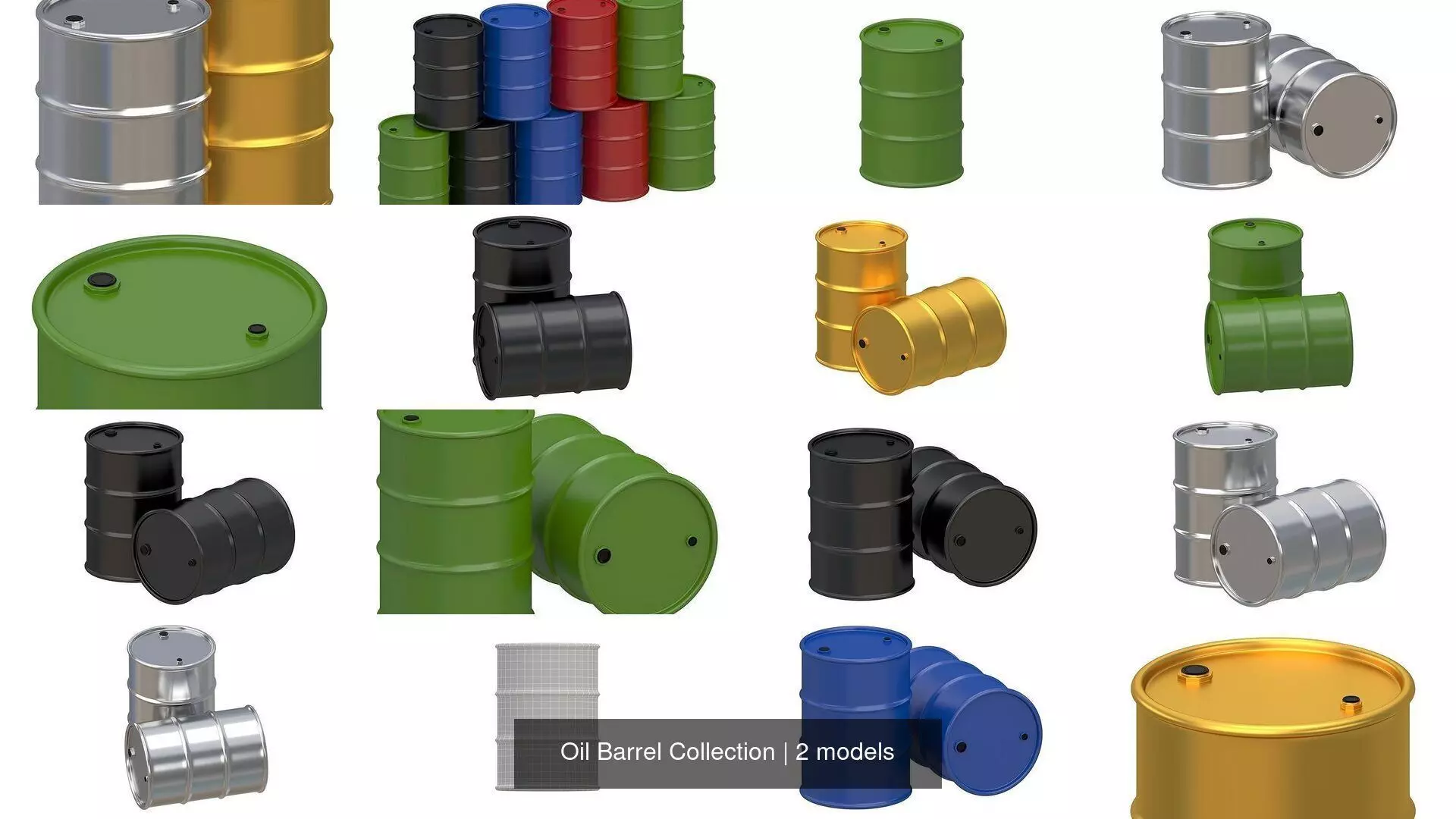 Oil Barrel Collection 3D Model Pack