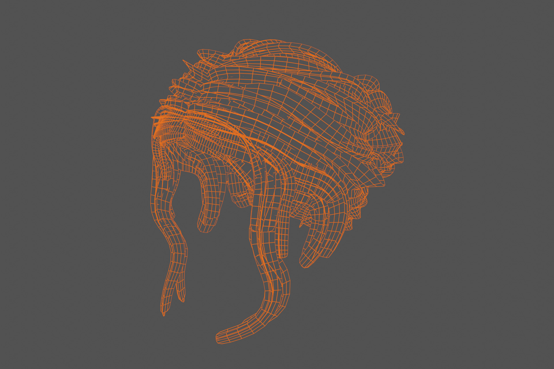 3d Female hair with bun Low-poly 3D model_10