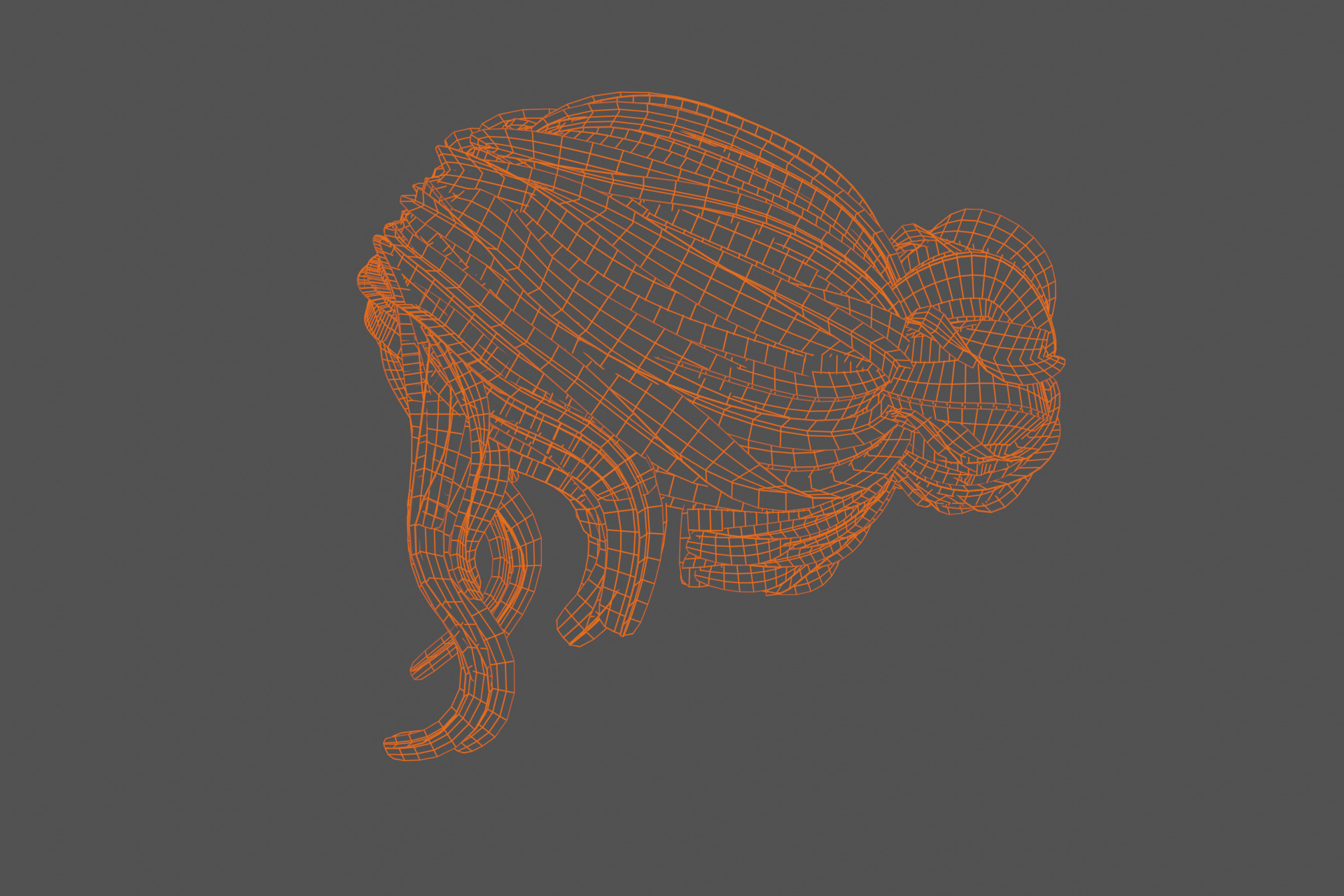 3d Female hair with bun Low-poly 3D model_11