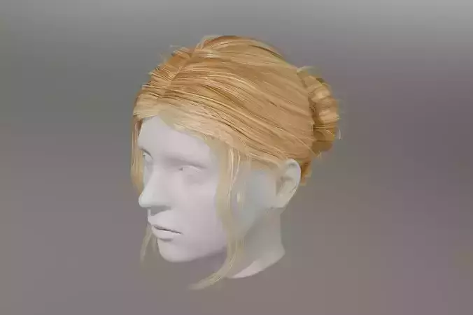 3d Female hair with bun Low-poly 3D model 3d Female hair with bun Low-poly 3D model