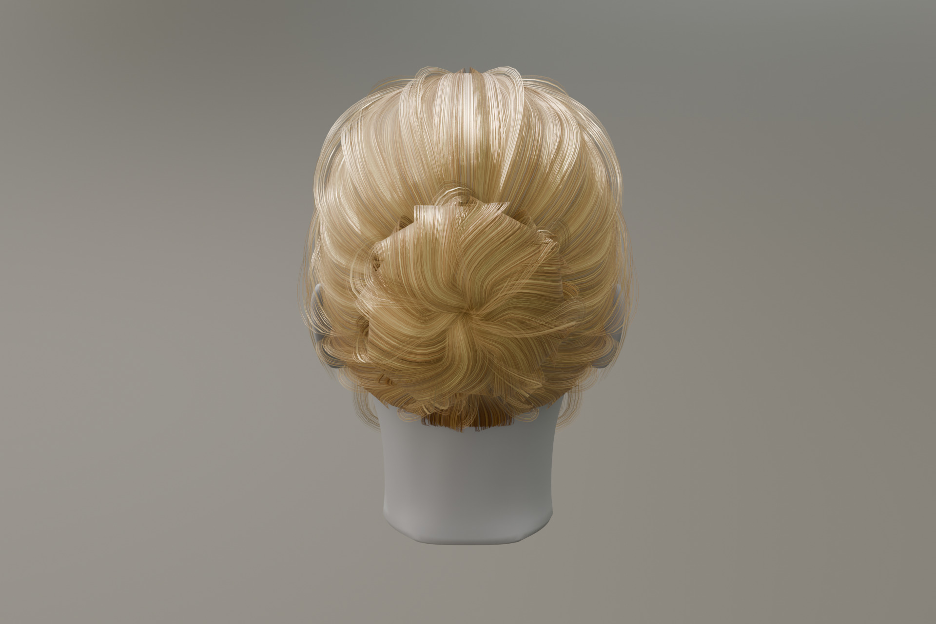 3d Female hair with bun Low-poly 3D model_4