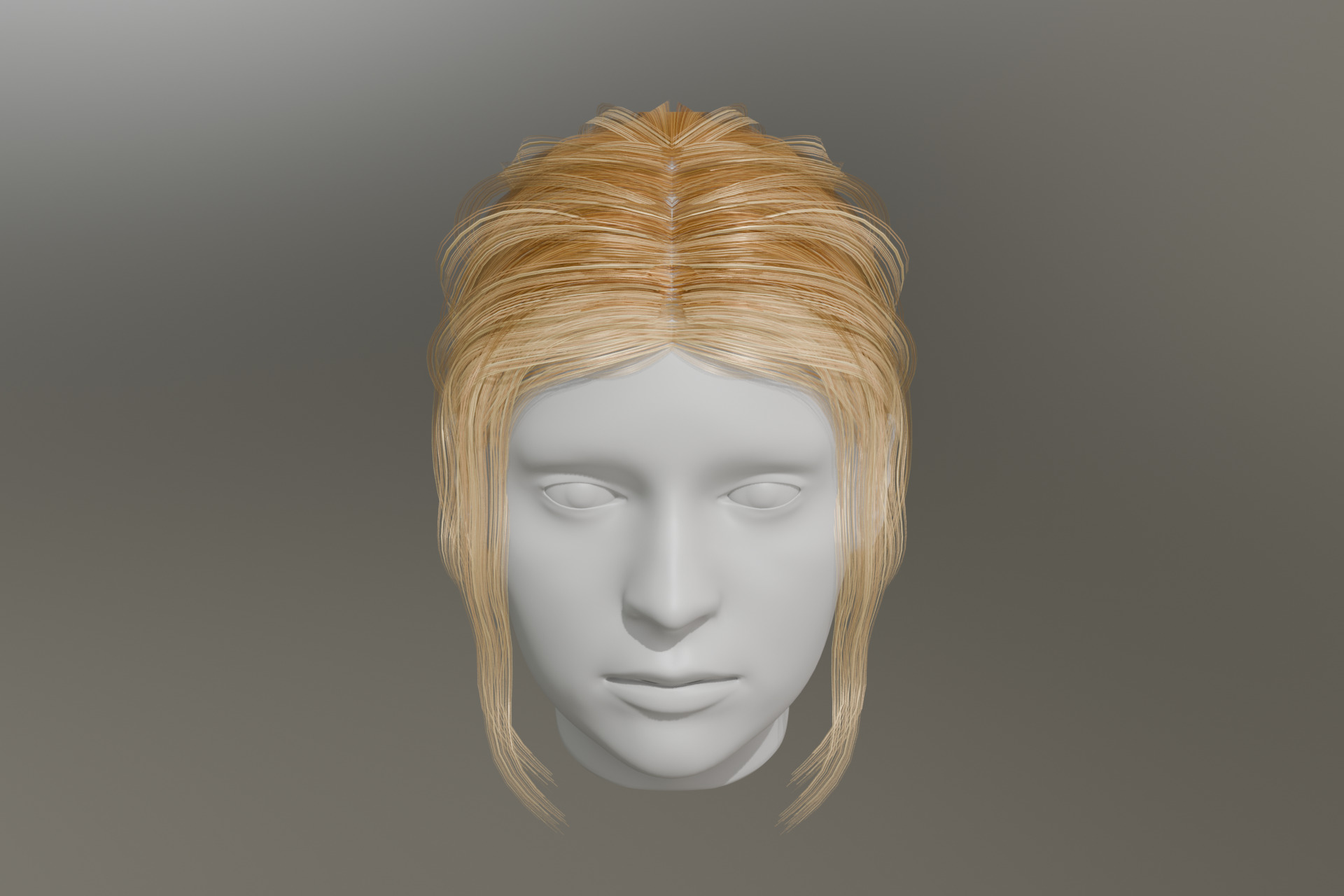3d Female hair with bun Low-poly 3D model_5