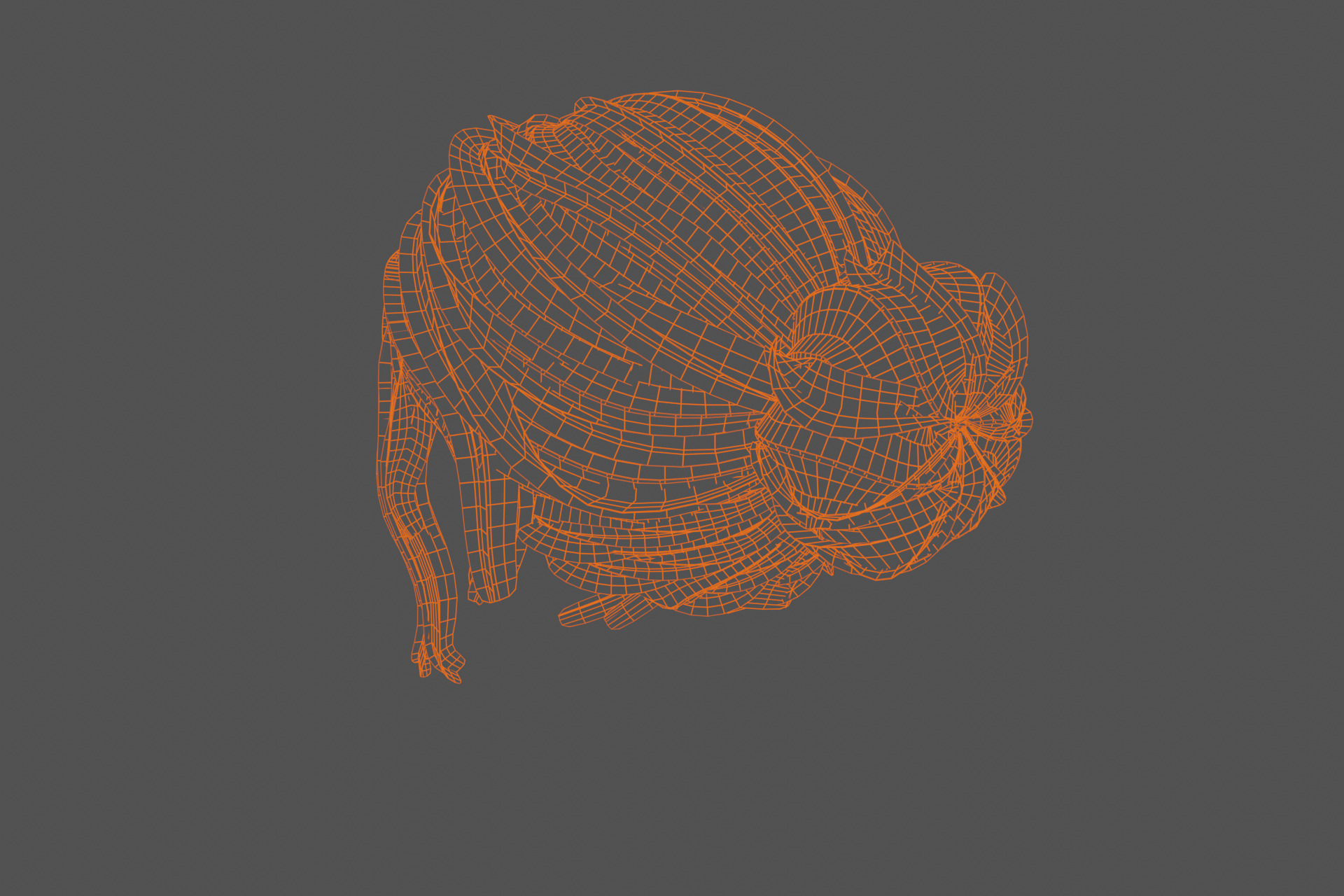 3d Female hair with bun Low-poly 3D model_12