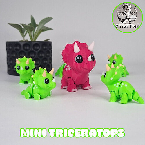 Flexi Mini Triceratops Print In Place No Supports 3D print model