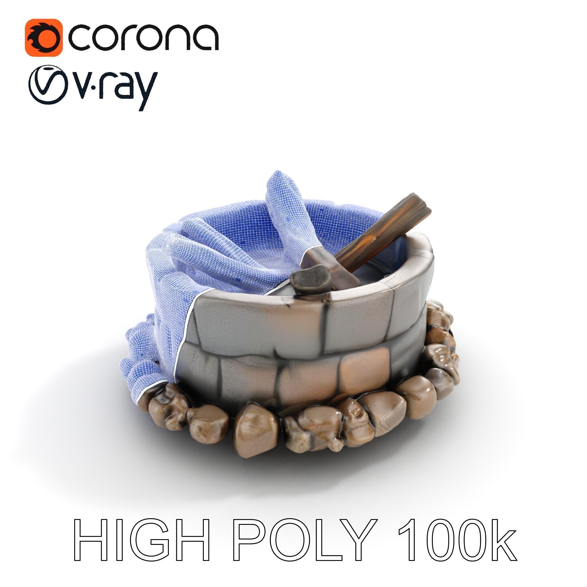 Realistic Stone Fire Pit D Model Pack Low-poly 3D model_23