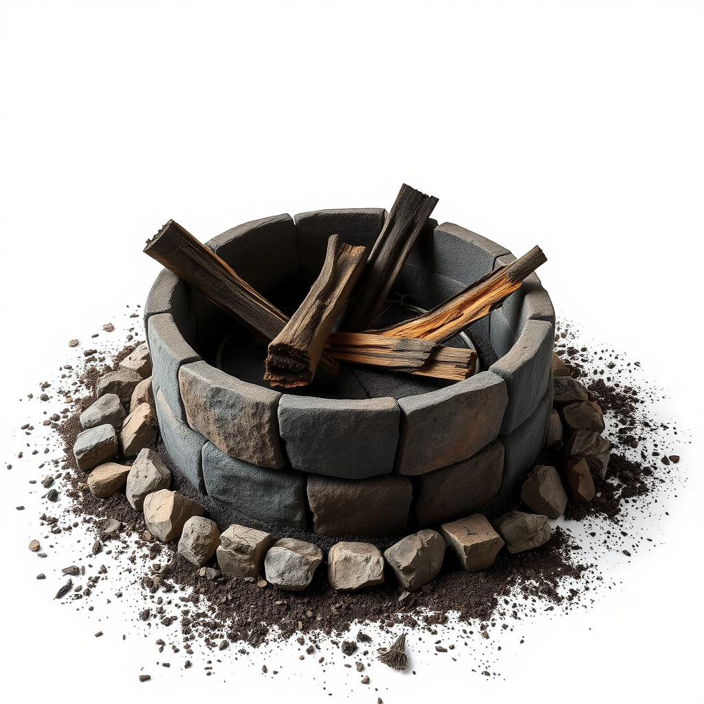 Realistic Stone Fire Pit D Model Pack Low-poly 3D model_2