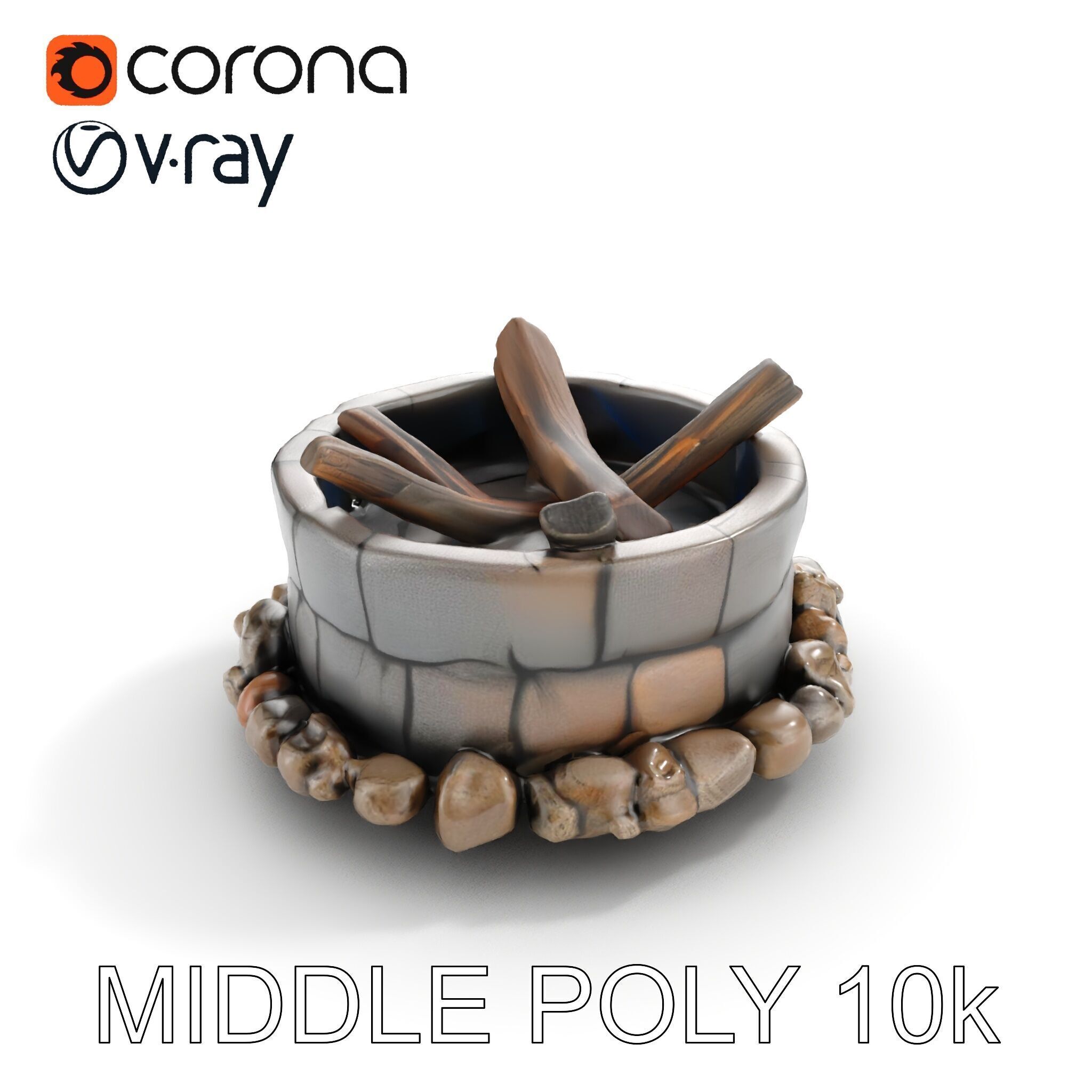 Realistic Stone Fire Pit D Model Pack Low-poly 3D model_13