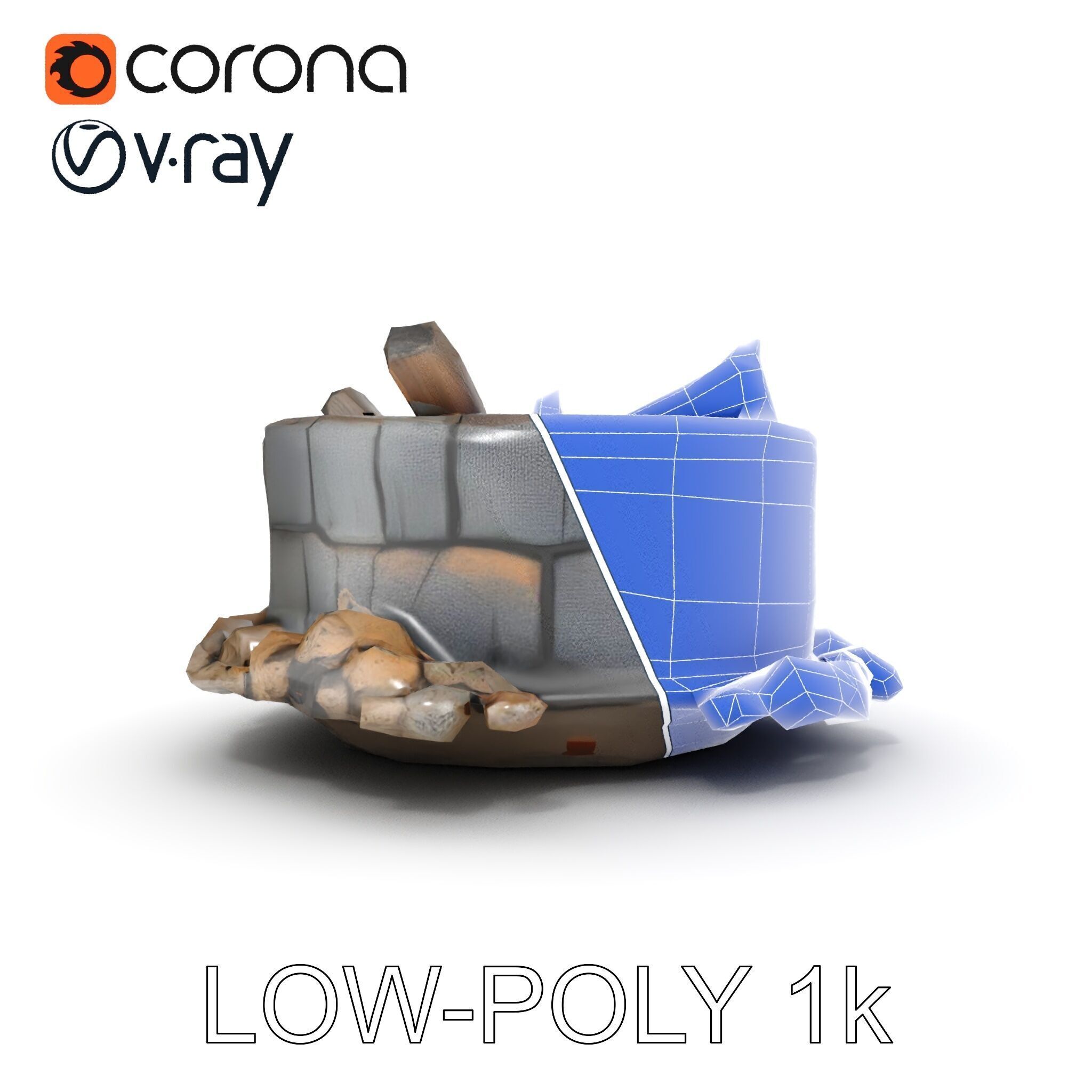 Realistic Stone Fire Pit D Model Pack Low-poly 3D model_28