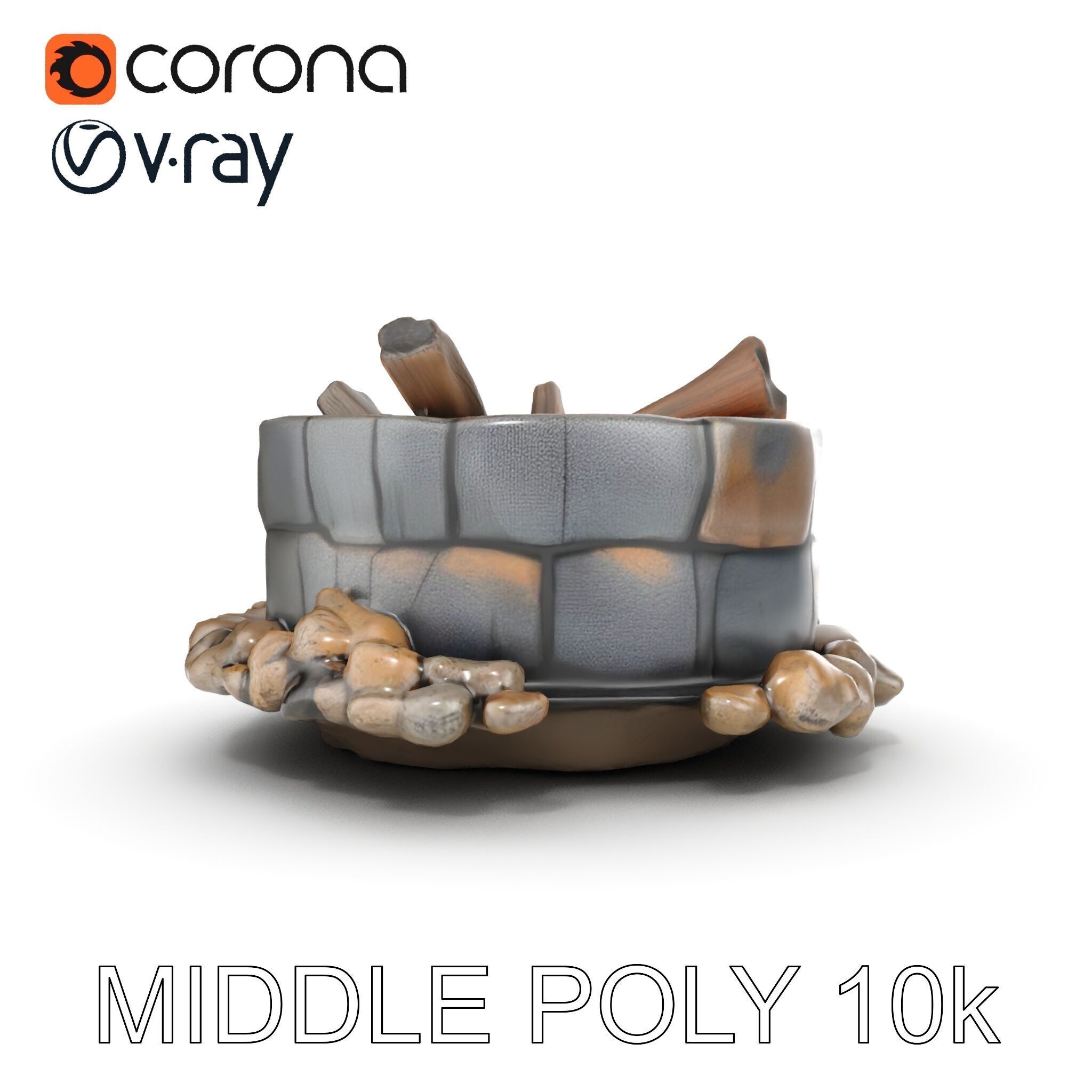 Realistic Stone Fire Pit D Model Pack Low-poly 3D model_27