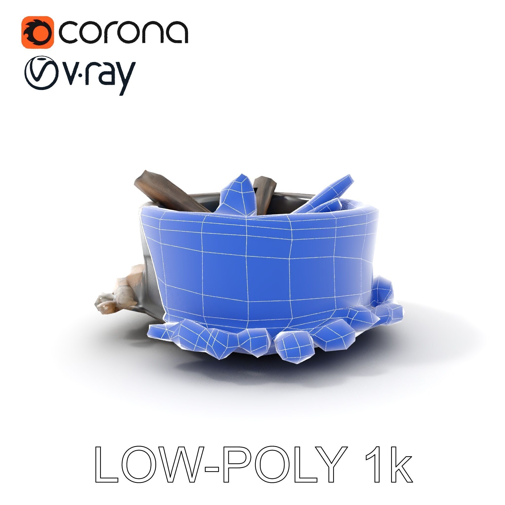 Realistic Stone Fire Pit D Model Pack Low-poly 3D model_20