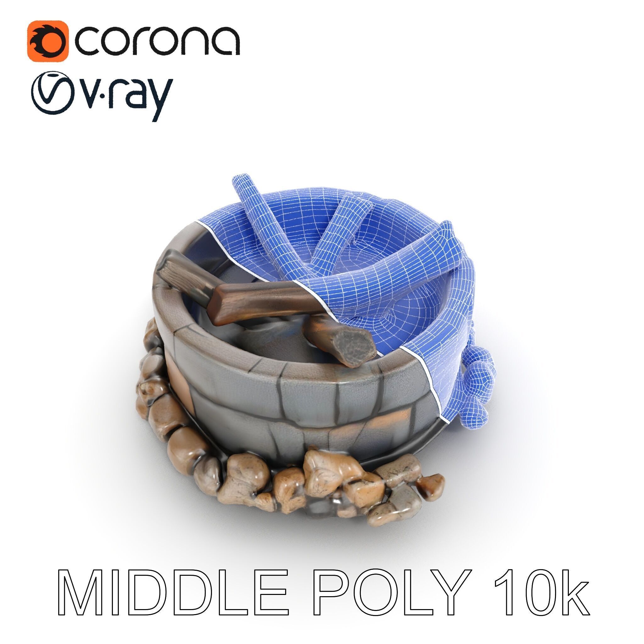 Realistic Stone Fire Pit D Model Pack Low-poly 3D model_11