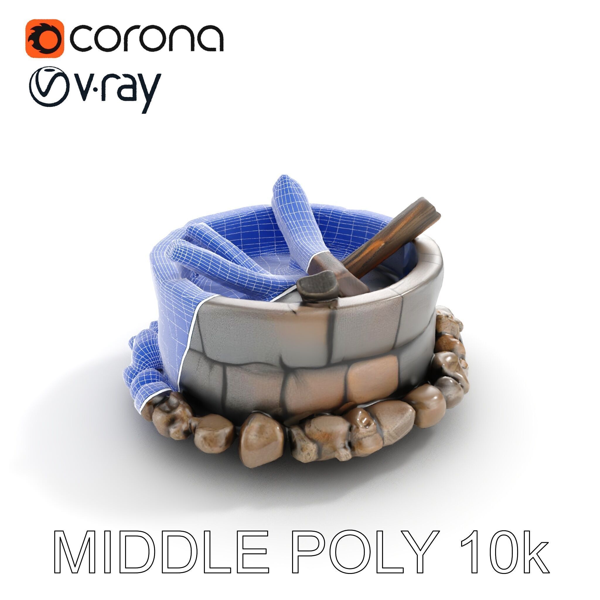 Realistic Stone Fire Pit D Model Pack Low-poly 3D model_19