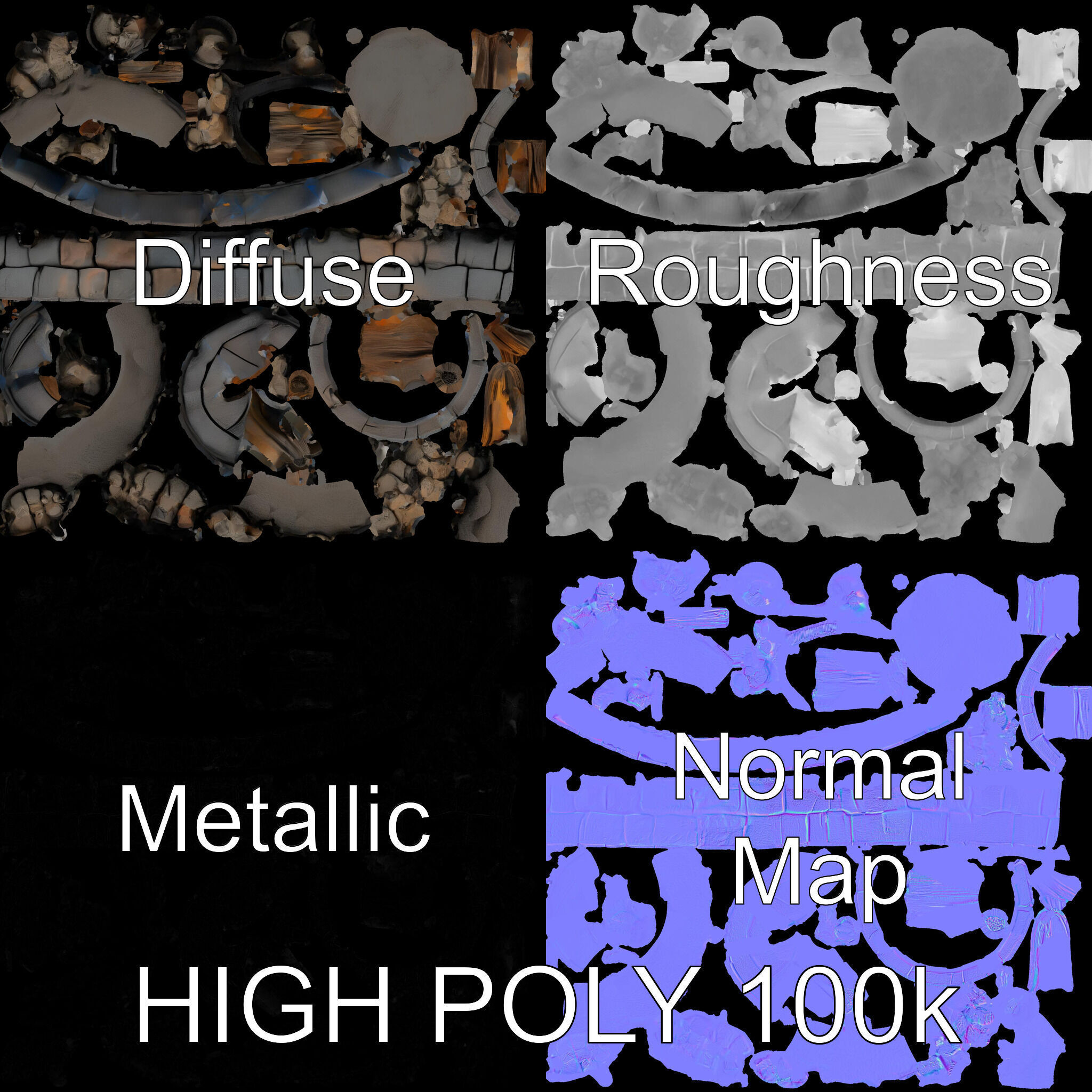 Realistic Stone Fire Pit D Model Pack Low-poly 3D model_3