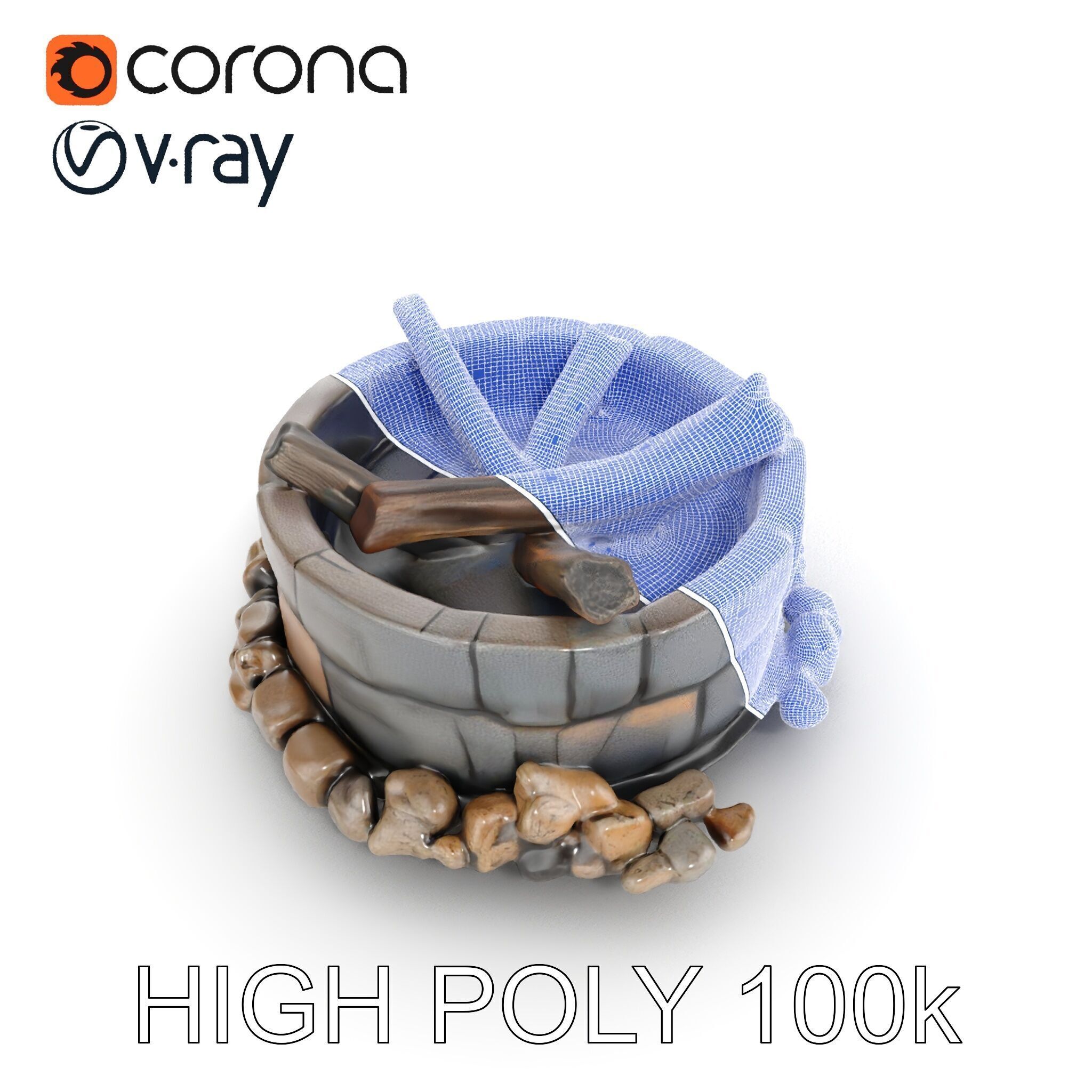 Realistic Stone Fire Pit D Model Pack Low-poly 3D model_29