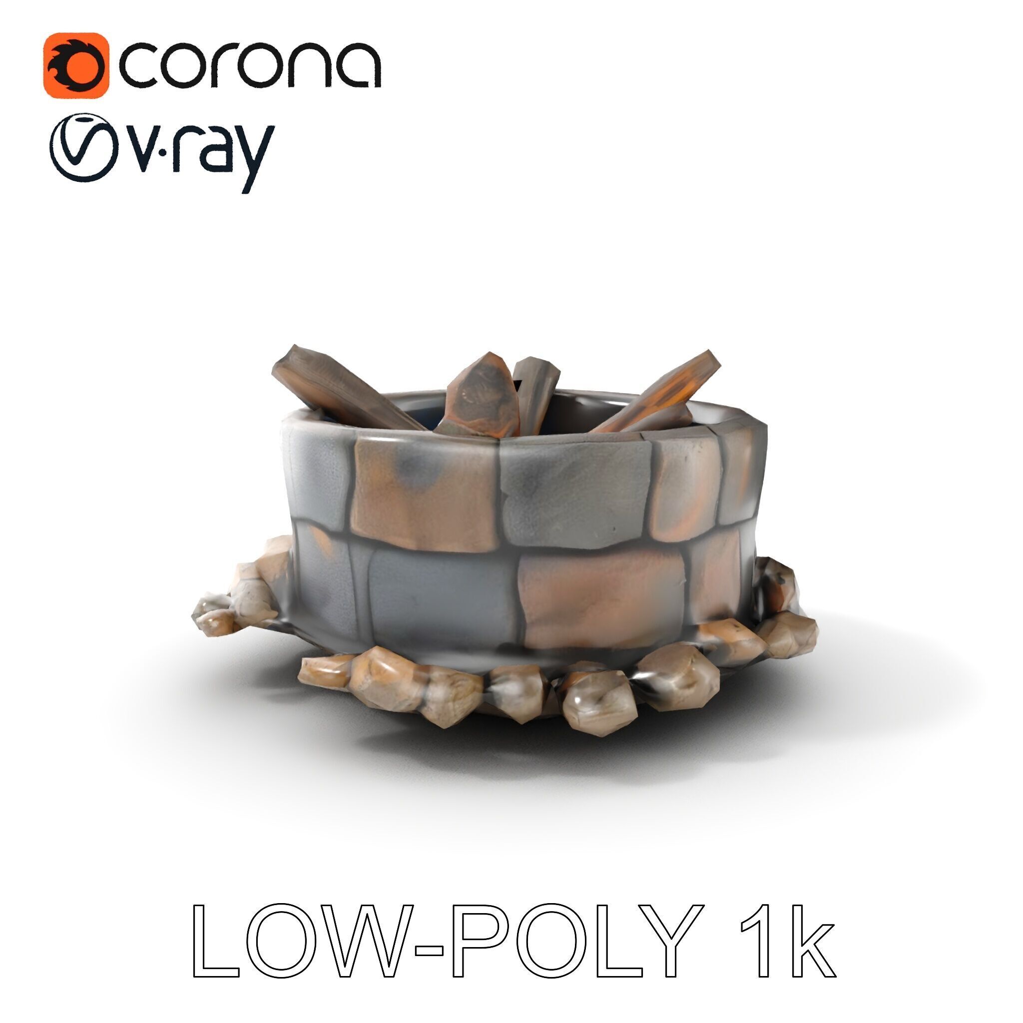 Realistic Stone Fire Pit D Model Pack Low-poly 3D model_22