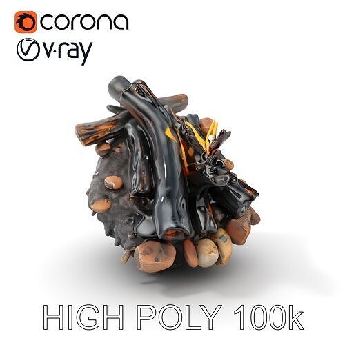 Realistic Campfire Logs with Fire Detail Model Pack Low-poly 3D model