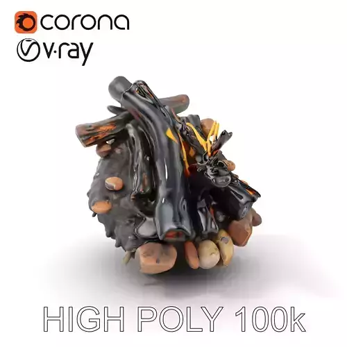 Realistic Campfire Logs with Fire Detail Model Pack Low-poly 3D model