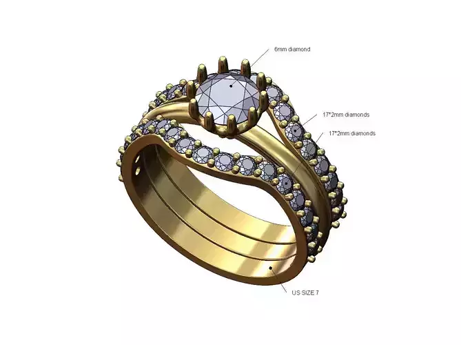 Cruved eternity guard 6mm diamond crown setting ring US size 7