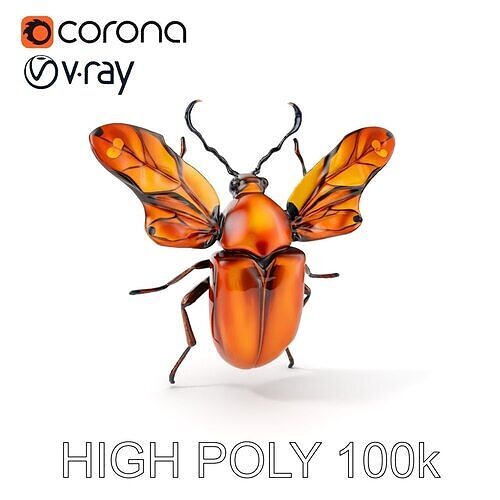 Orange Beetle D Model Pack Low-poly 3D model