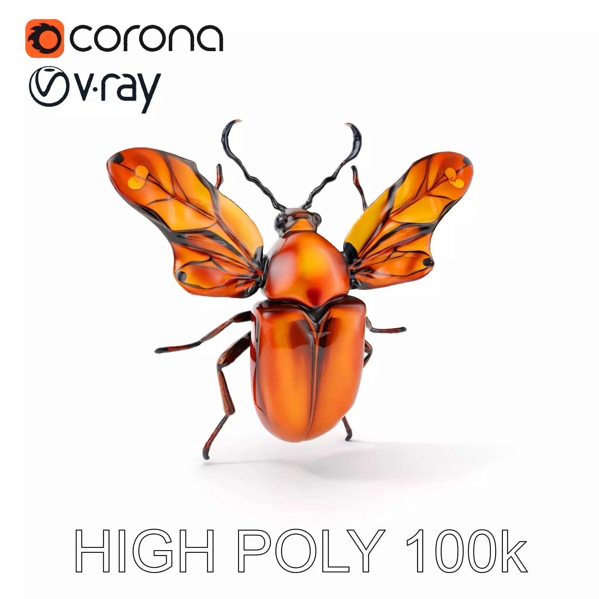 Orange Beetle D Model Pack Low-poly 3D model