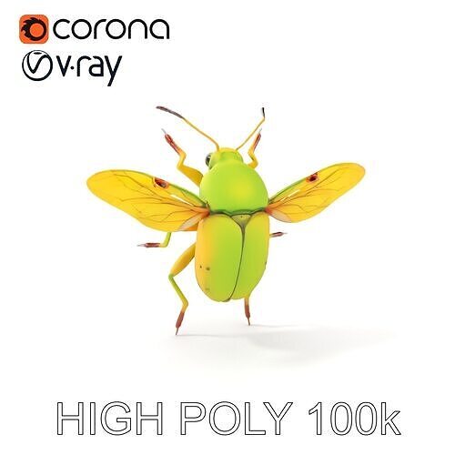Green Beetle Model Pack with Detailed Textures Low-poly 3D model