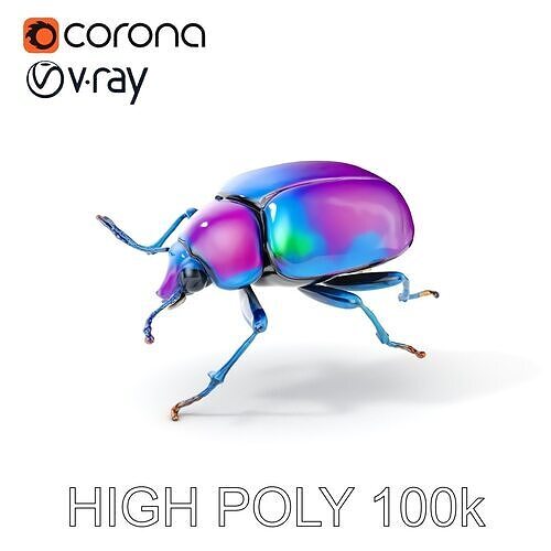 Iridescent Beetle D Model Pack Low-poly 3D model