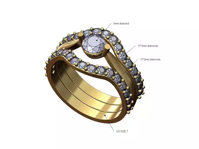 Curved eternity guards 5mm solitaire diamond ring Us size 7