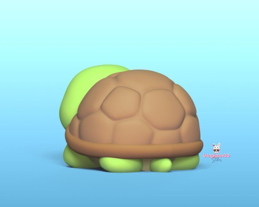 Cute Round Turtle and Keychain Version 3D print model_4