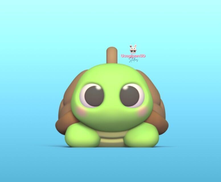 Cute Round Turtle and Keychain Version 3D print model_5