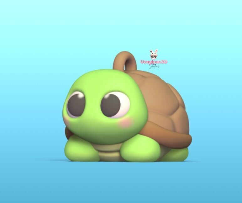 Cute Round Turtle and Keychain Version 3D print model_6