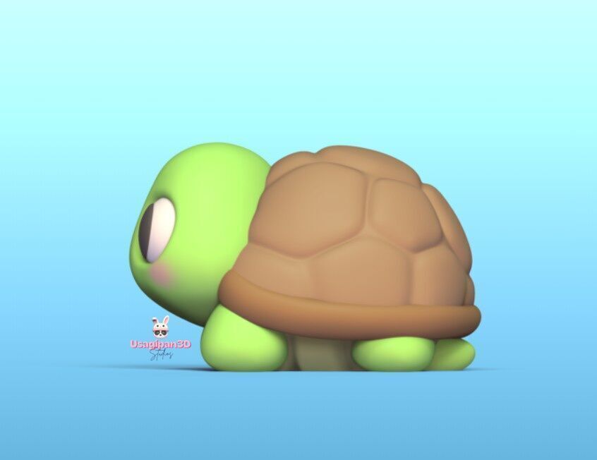Cute Round Turtle and Keychain Version 3D print model_3
