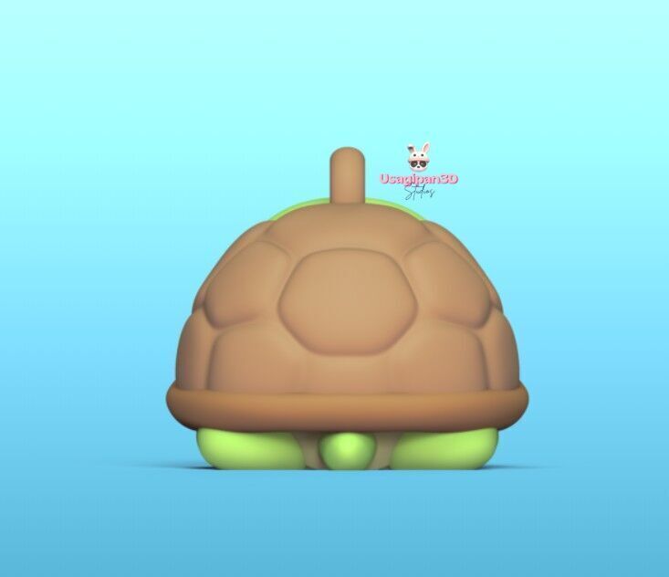 Cute Round Turtle and Keychain Version 3D print model_8