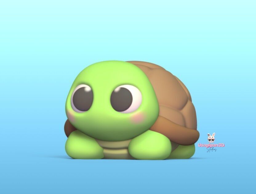 Cute Round Turtle and Keychain Version 3D print model_2