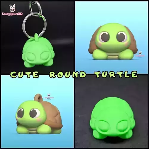 Cute Round Turtle and Keychain Version
