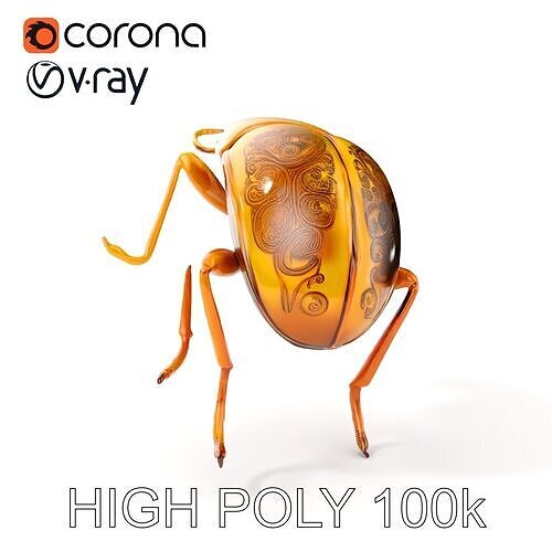 Elegant Golden Beetle Model Pack Low-poly 3D model