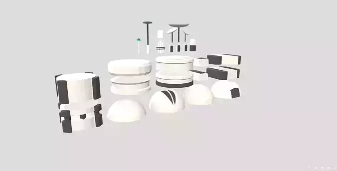 Low Poly Sci-Fi Modular Buildings Pack