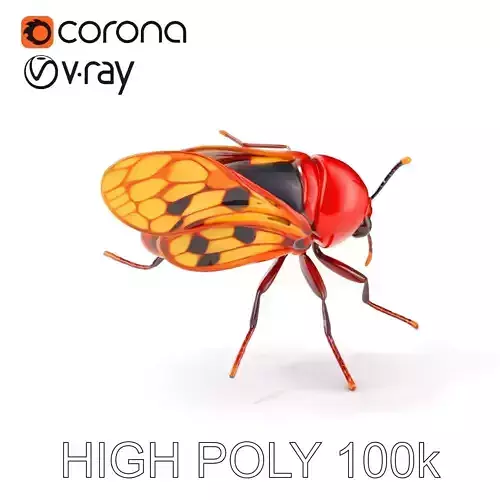 Stylized Beetle Insect Model Pack with Vivid Wings Low-poly 3D model