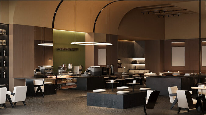 Minimalist Creamy Coffee Shop 3D model