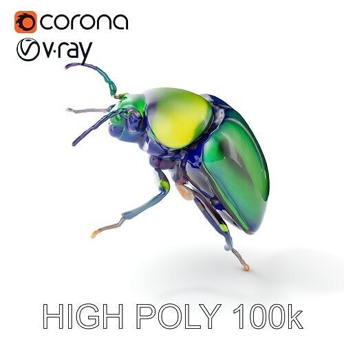 Iridescent Beetle Model Pack Low-poly 3D model