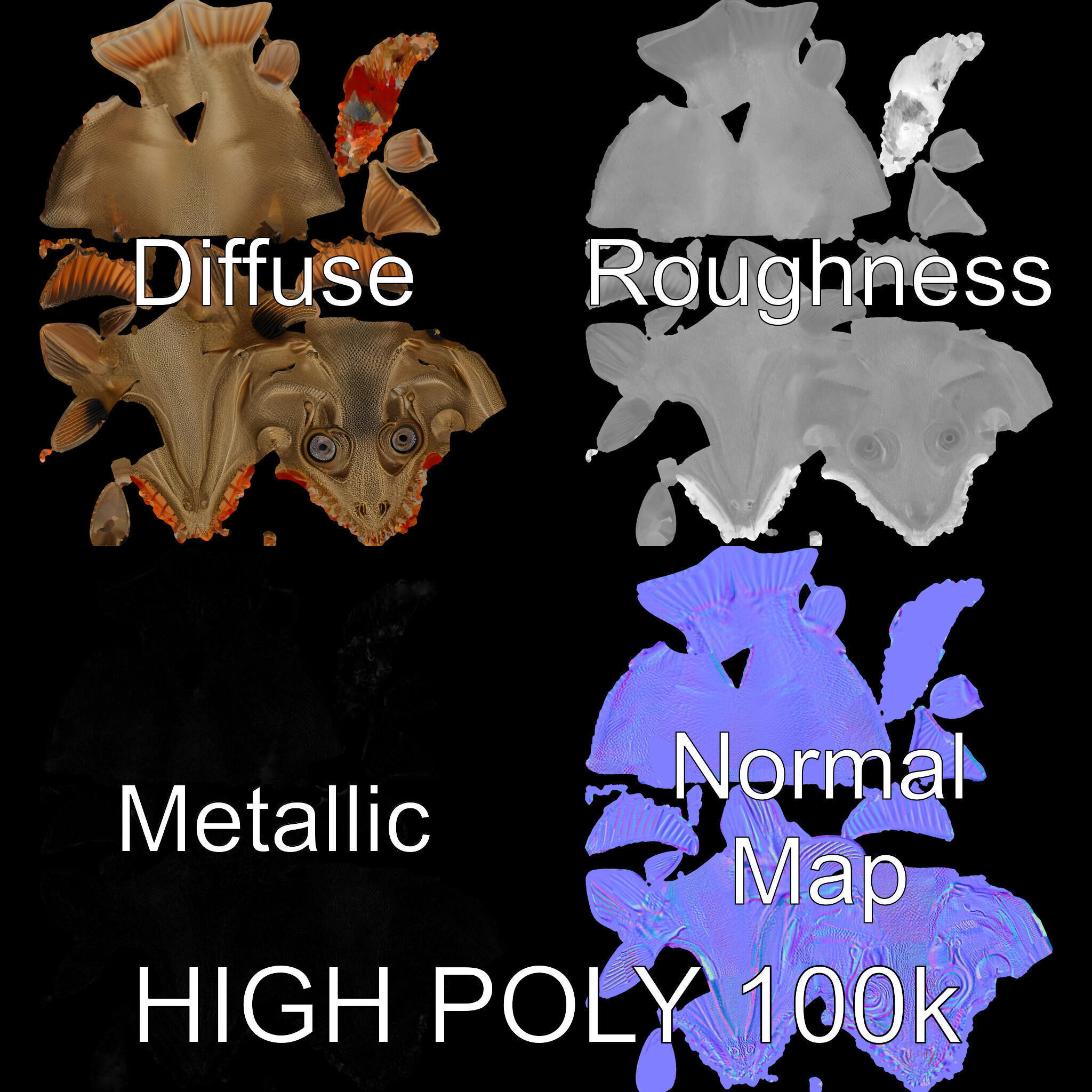 Prehistoric Fish Creature Model Pack Low-poly 3D model_3