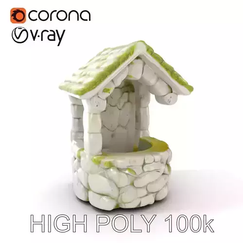 Stone Wishing Well Model Pack with Moss Texture Low-poly 3D model