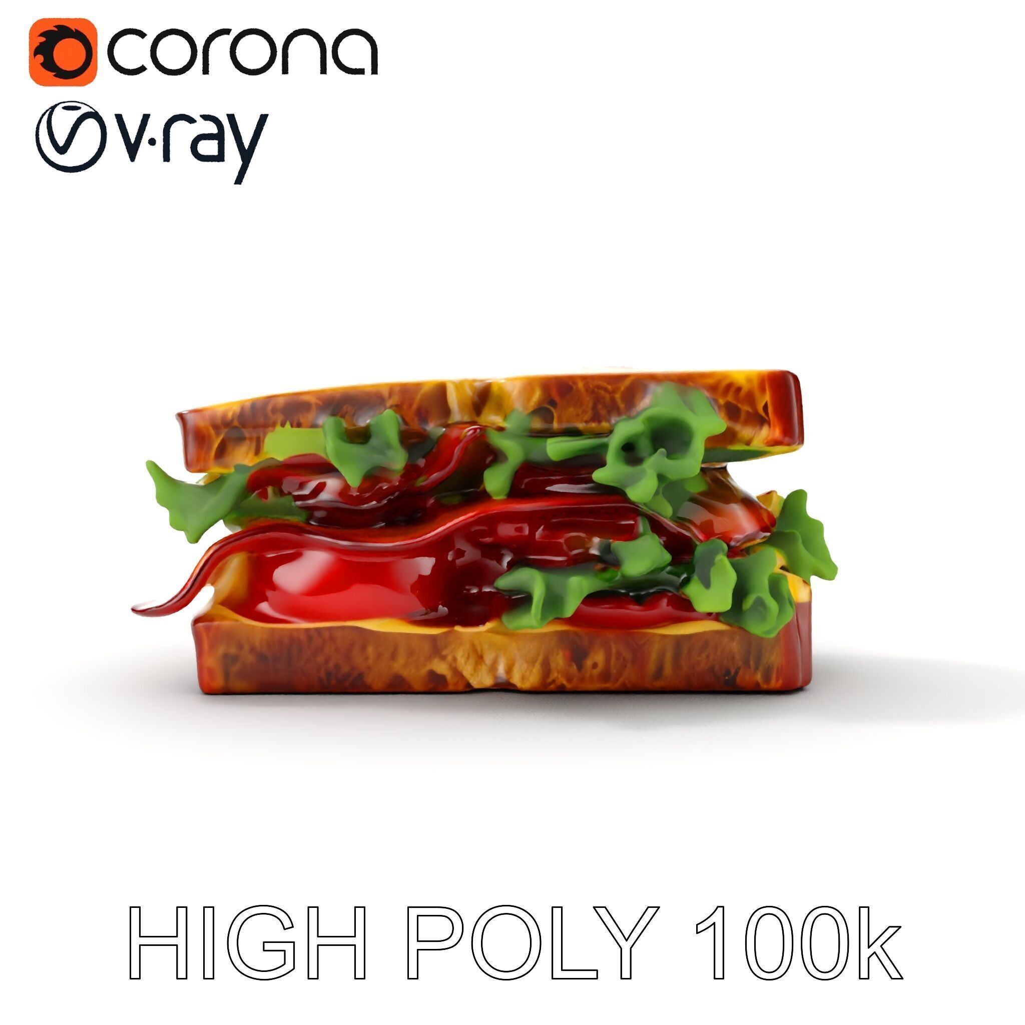 Realistic Sandwich Model Pack Low-poly 3D model_10