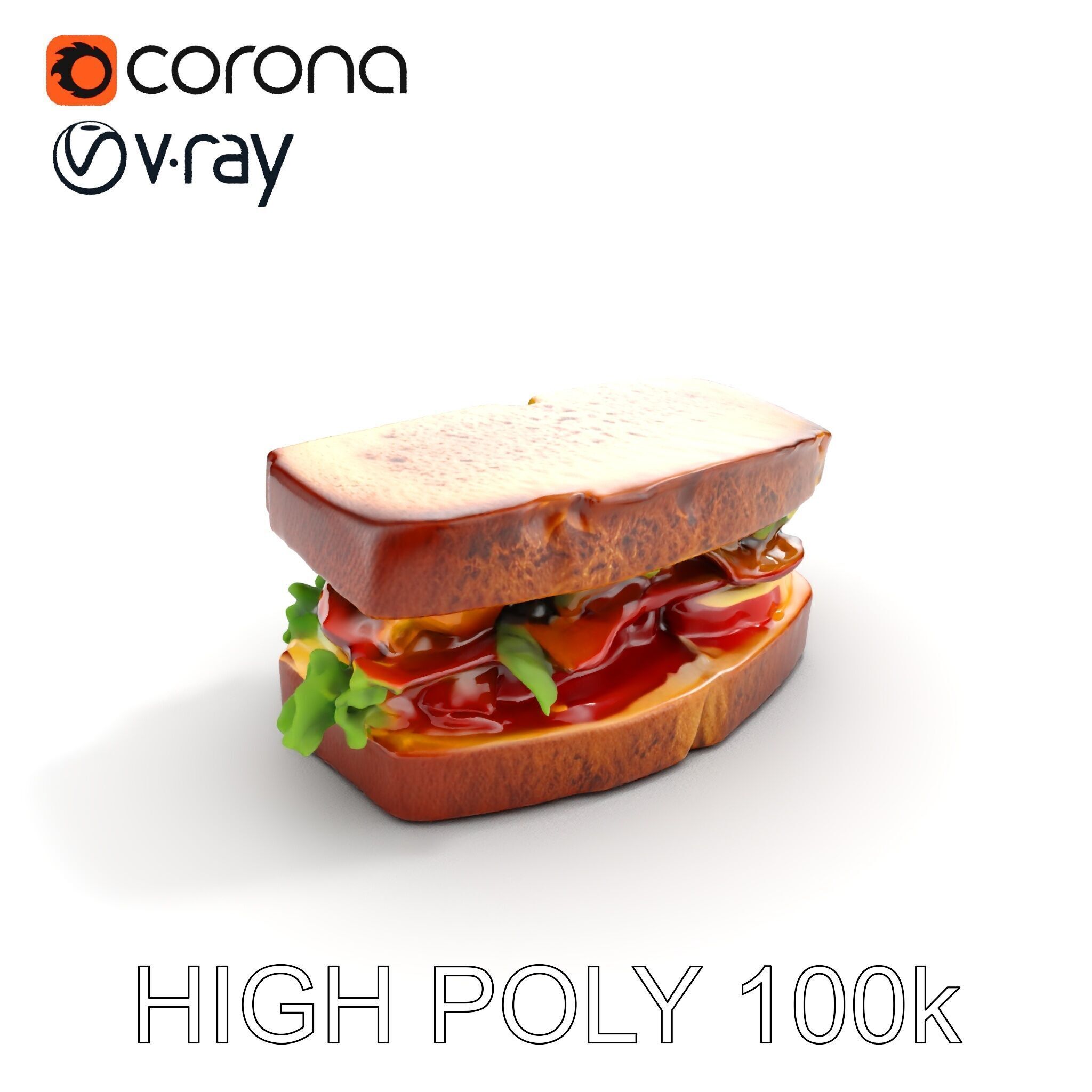 Realistic Sandwich Model Pack Low-poly 3D model_13