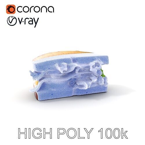 Realistic Sandwich Model Pack Low-poly 3D model 4