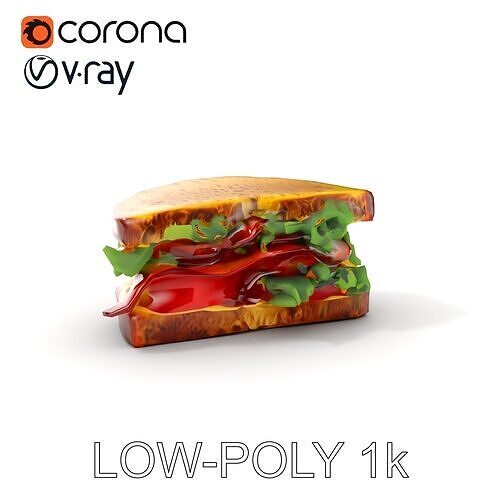 Realistic Sandwich Model Pack Low-poly 3D model 7