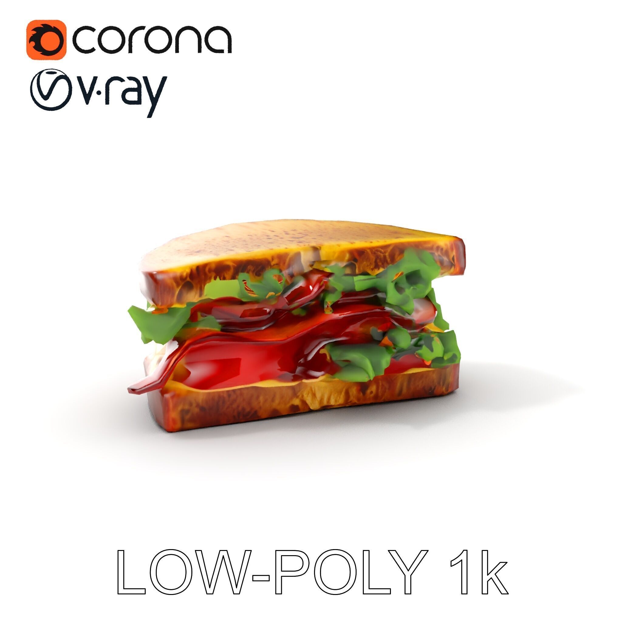 Realistic Sandwich Model Pack Low-poly 3D model_7